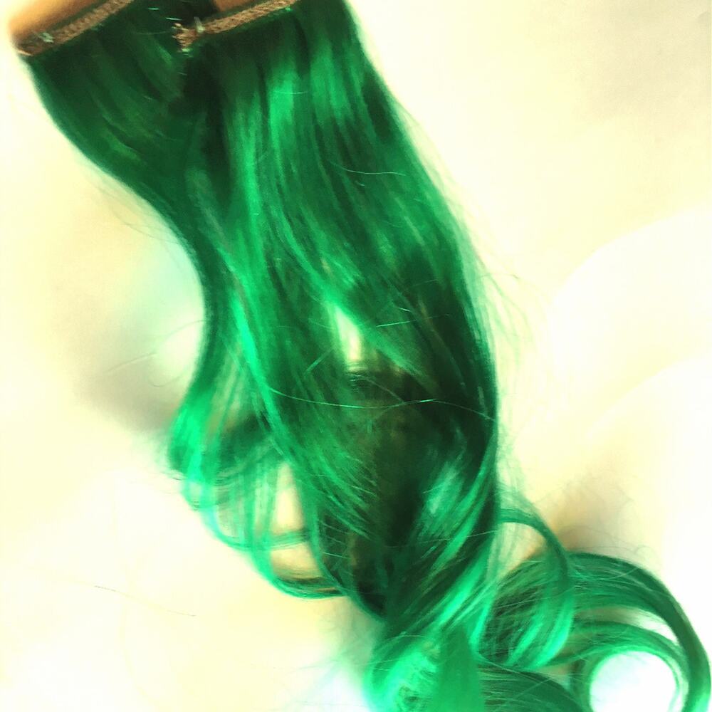Grass Green Clip in Human Hair Extensions 14-16 in